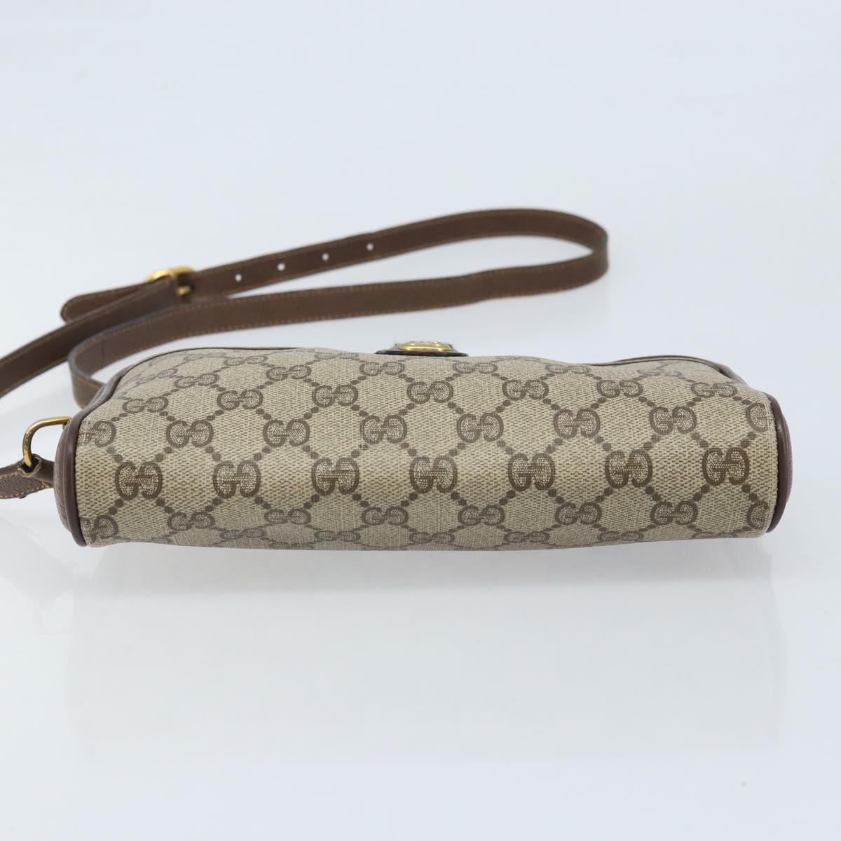 GUCCI GG Supreme Web Sherry Line Bag PVC Beige Gold 116 02 089 Auth BSZ082