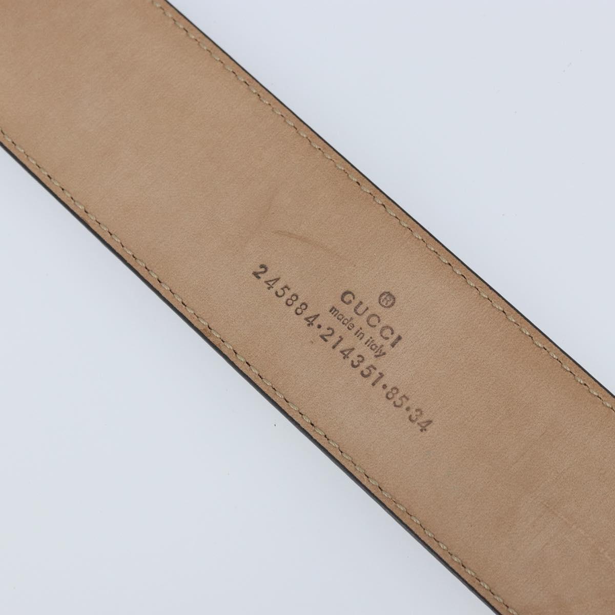 GUCCI Belt Leather 39"" Black Gold 245884 214351 85 34 Auth BSZ094