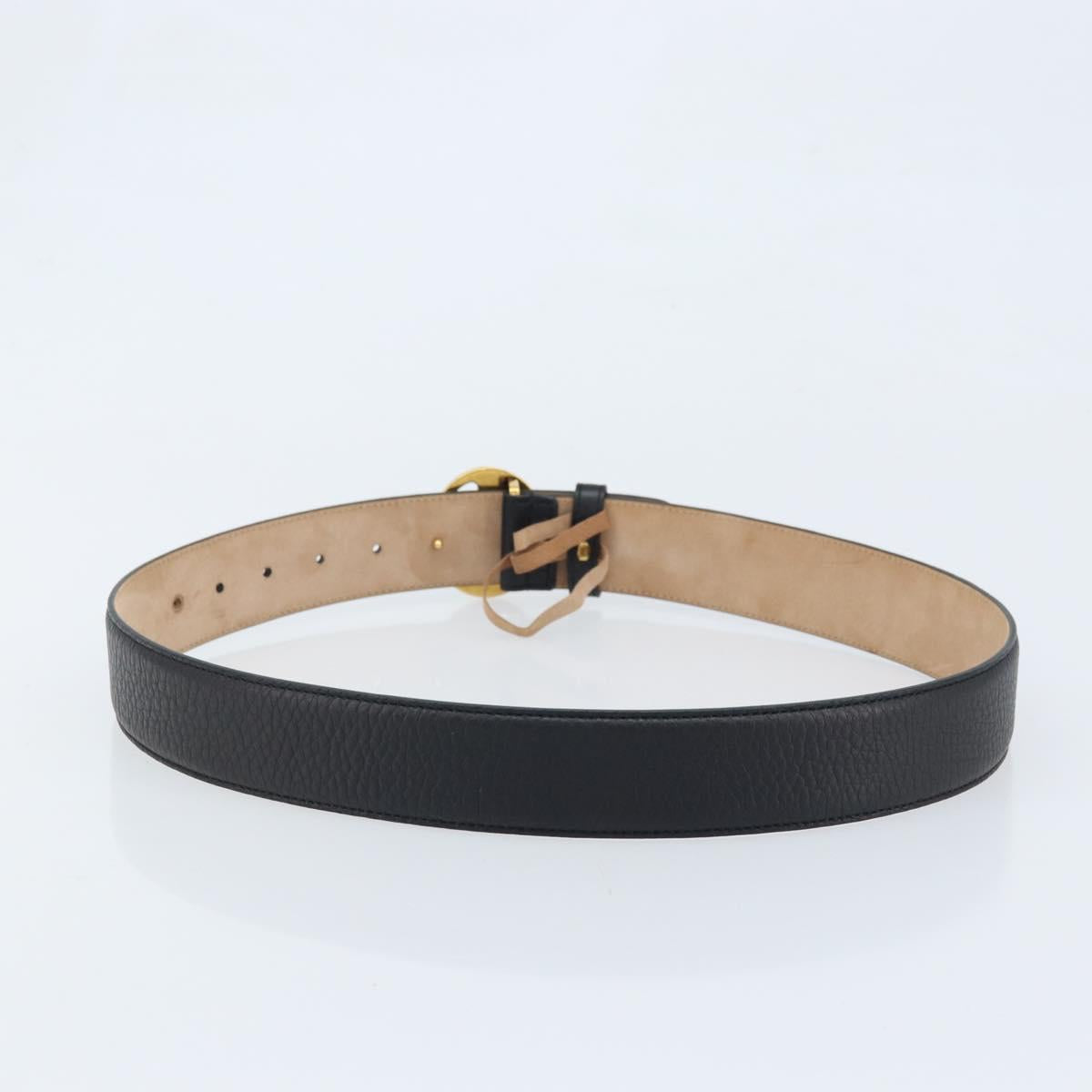 GUCCI Belt Leather 39"" Black Gold 245884 214351 85 34 Auth BSZ094