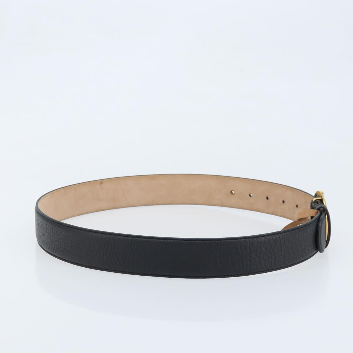 GUCCI Belt Leather 39"" Black Gold 245884 214351 85 34 Auth BSZ094