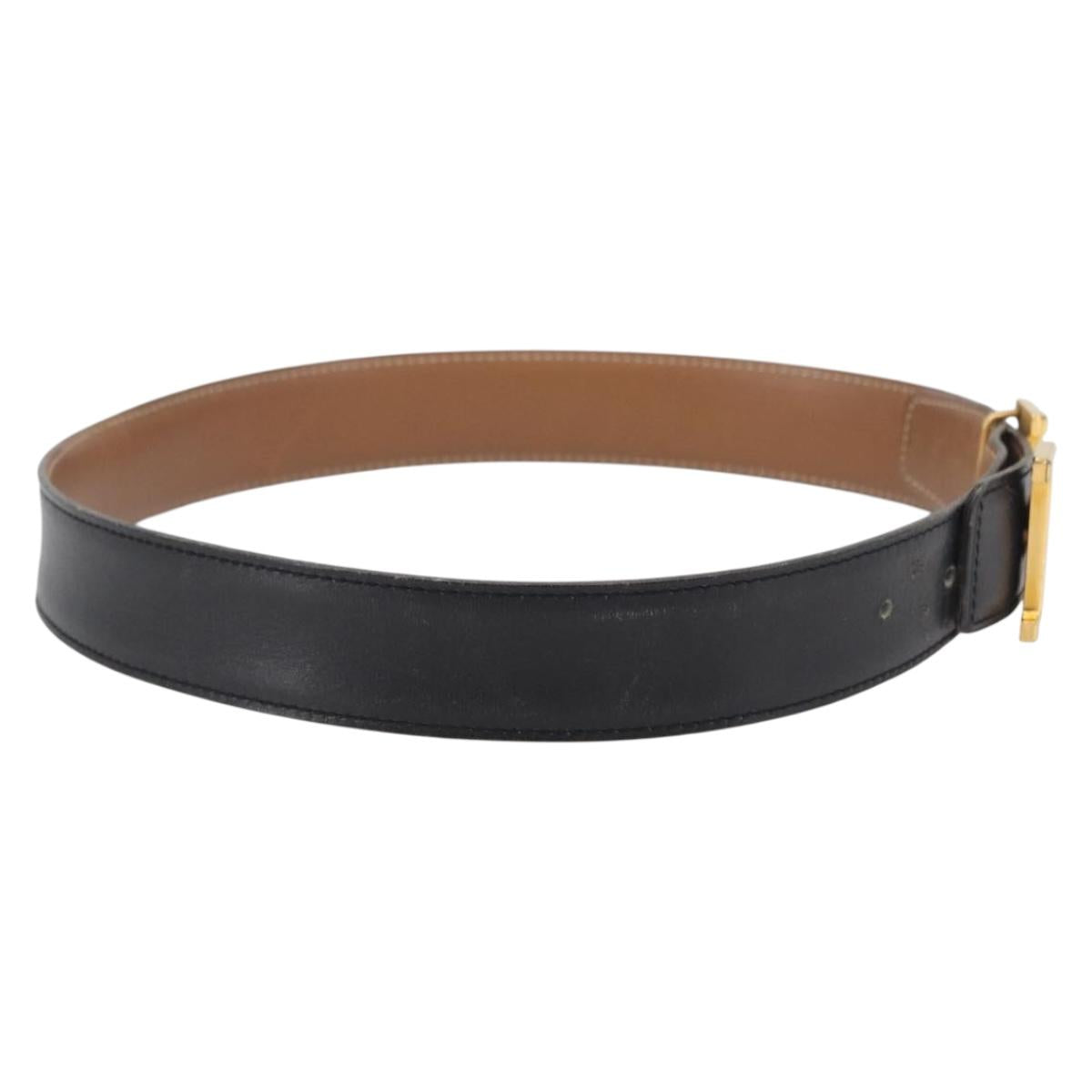 HERMES Constance Reversible Belt Leather 30.7"" Black Auth BSZ096