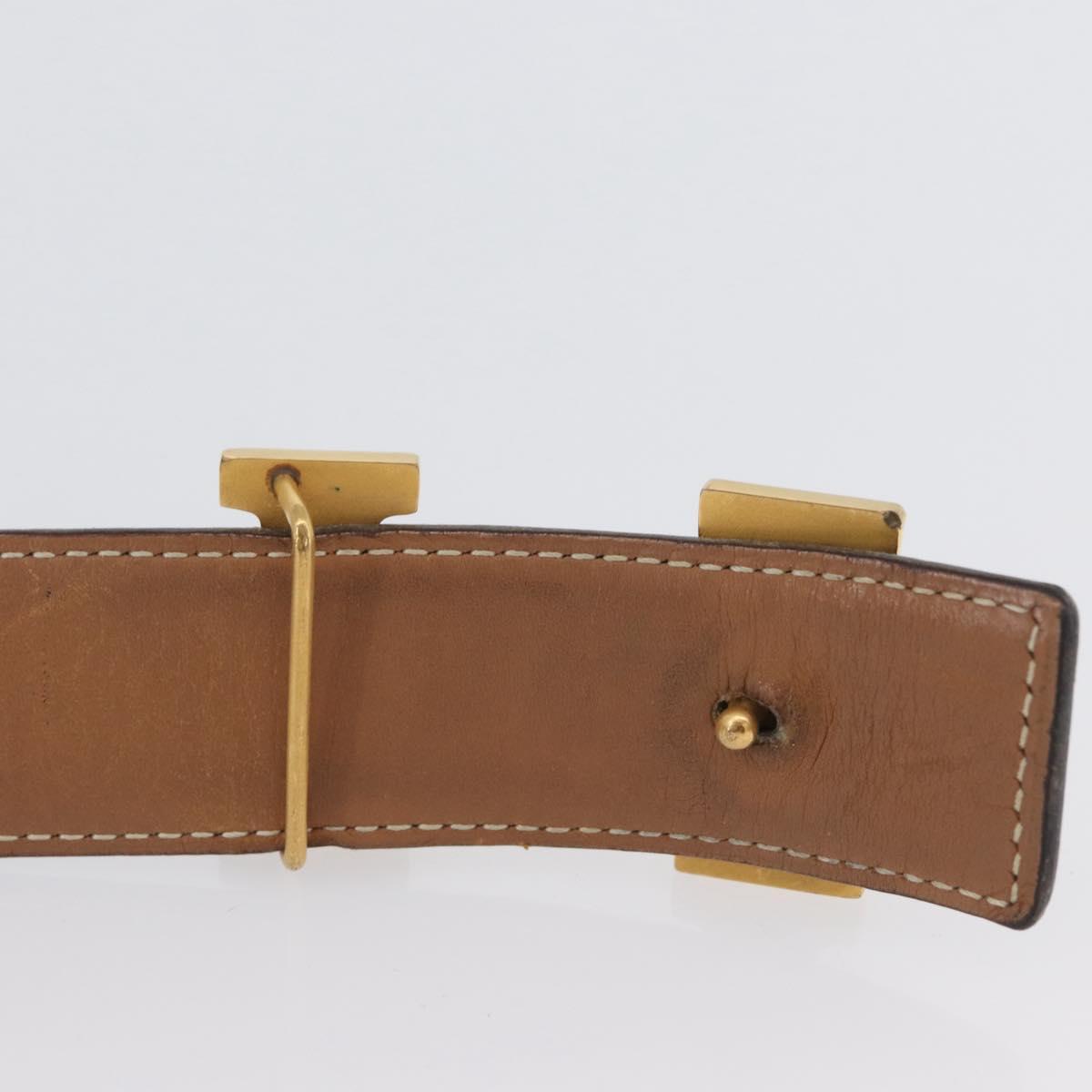HERMES Constance Reversible Belt Leather 30.7"" Black Auth BSZ096