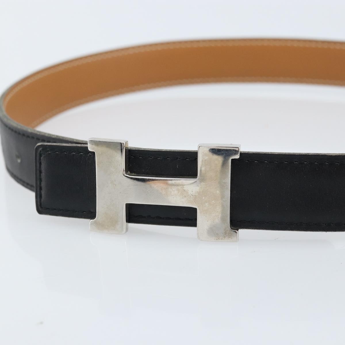 HERMES Constance Mini Reversible Belt Leather 29.1"" Black Auth BSZ097