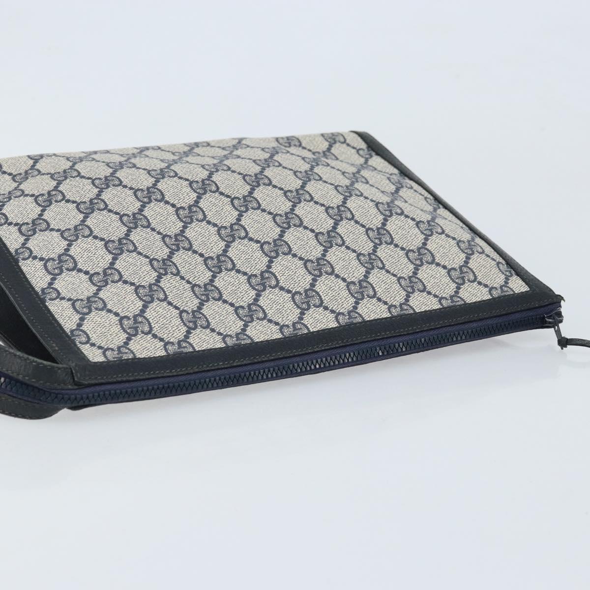 GUCCI GG Supreme Clutch Bag PVC Navy Auth BSZ101