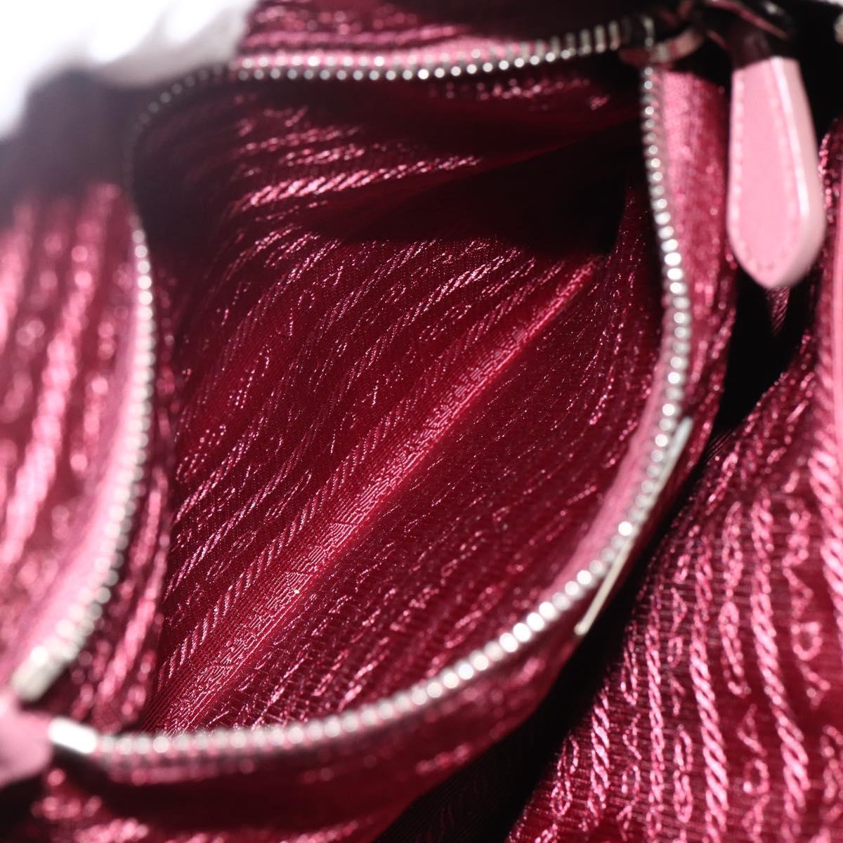 PRADA Hand Bag Nylon 2way Bordeaux Silver Auth BSZ102A