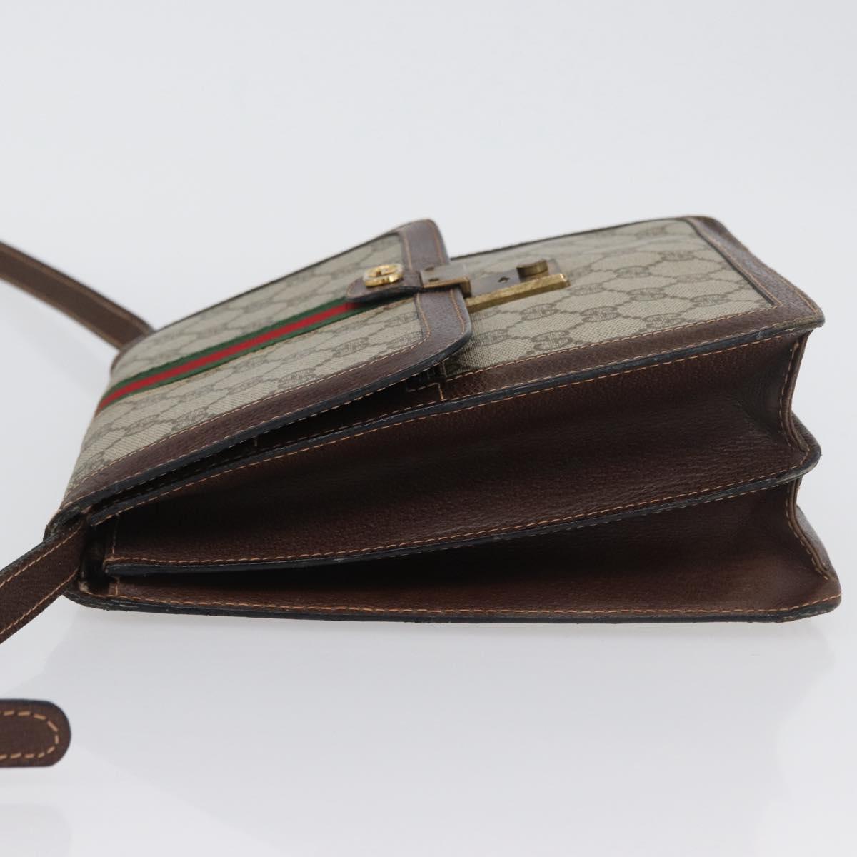 GUCCI GG Supreme Web Sherry Line Bag PVC Beige Gold 89 02 077 Auth BSZ106