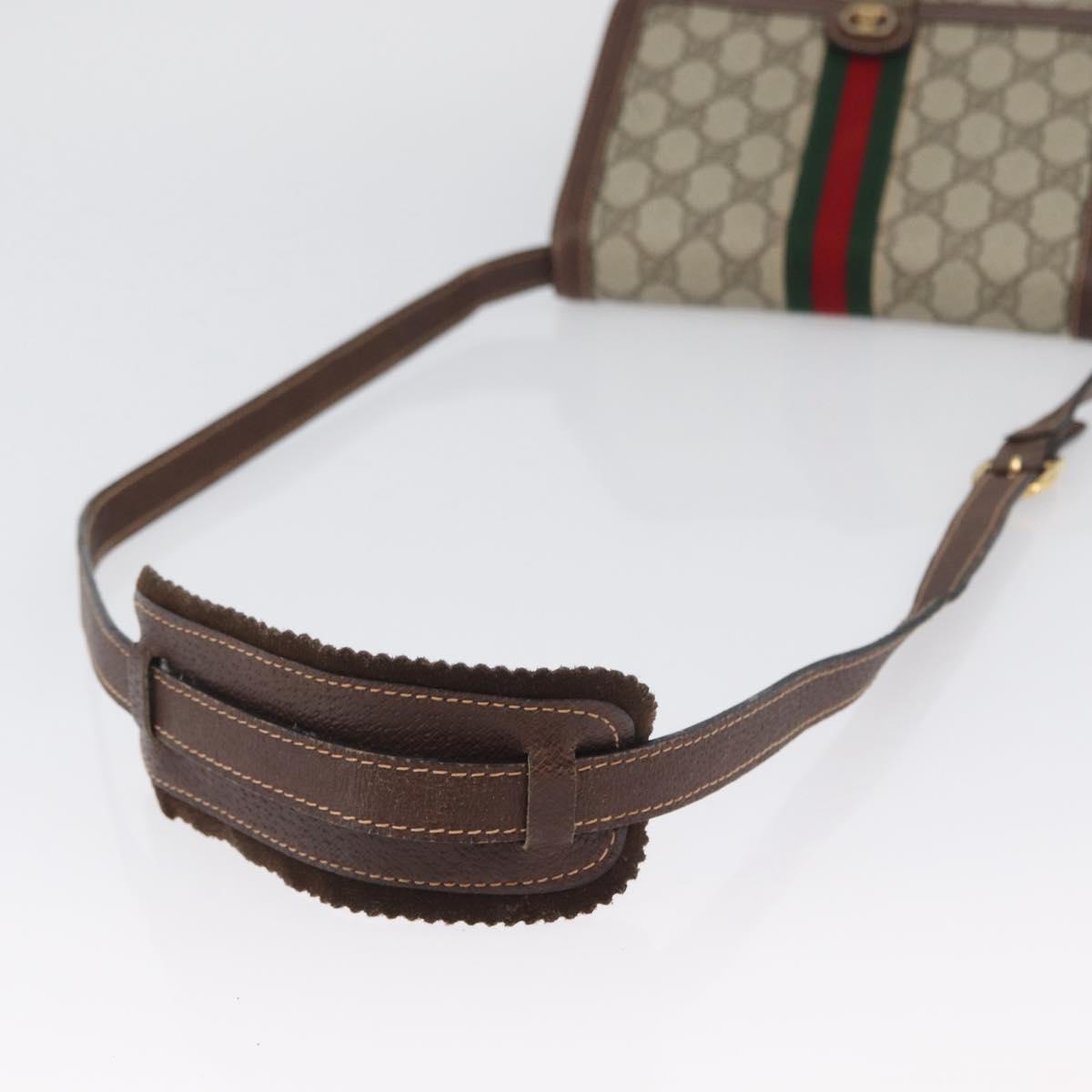 GUCCI GG Supreme Web Sherry Line Bag PVC Beige Gold 89 02 077 Auth BSZ106