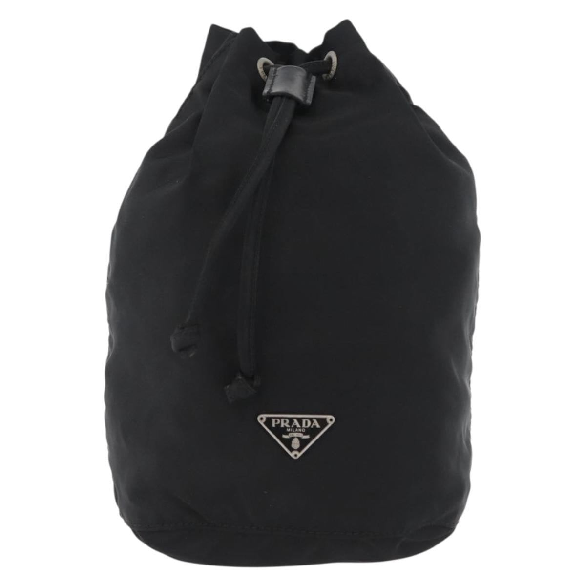PRADA Drawstring Pouch Nylon Black Auth BSZ108
