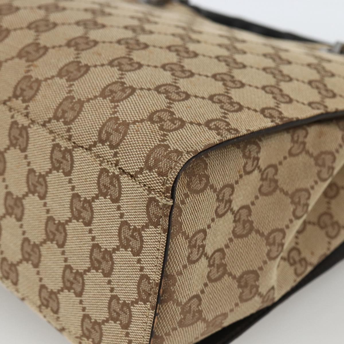 GUCCI GG Canvas Bamboo Hand Bag Nylon Beige Silver 002 1016 Auth BSZ113