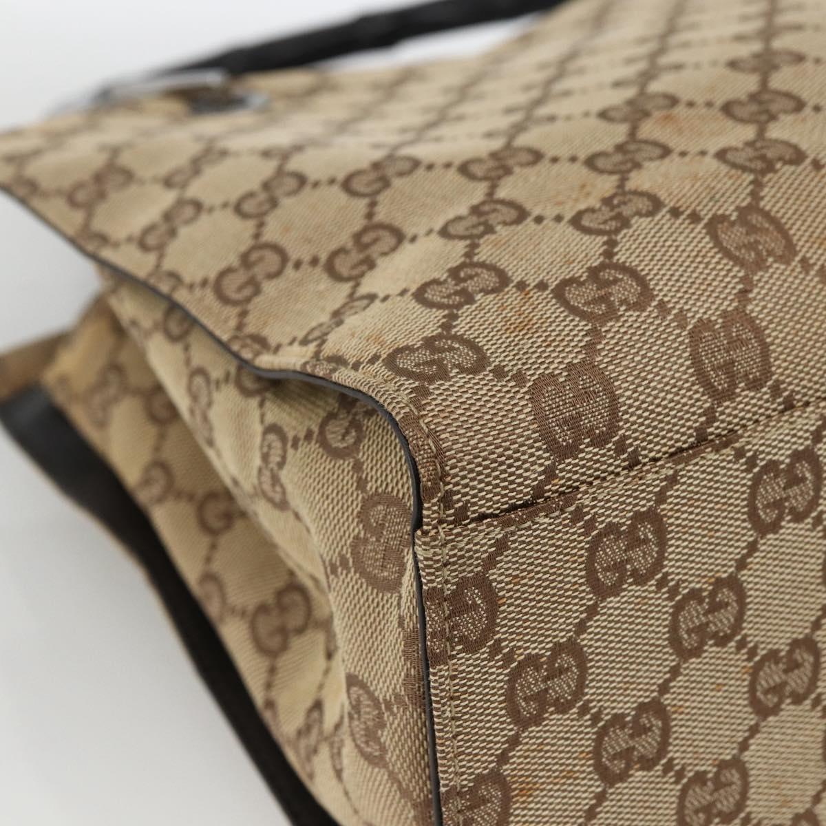GUCCI GG Canvas Bamboo Hand Bag Nylon Beige Silver 002 1016 Auth BSZ113