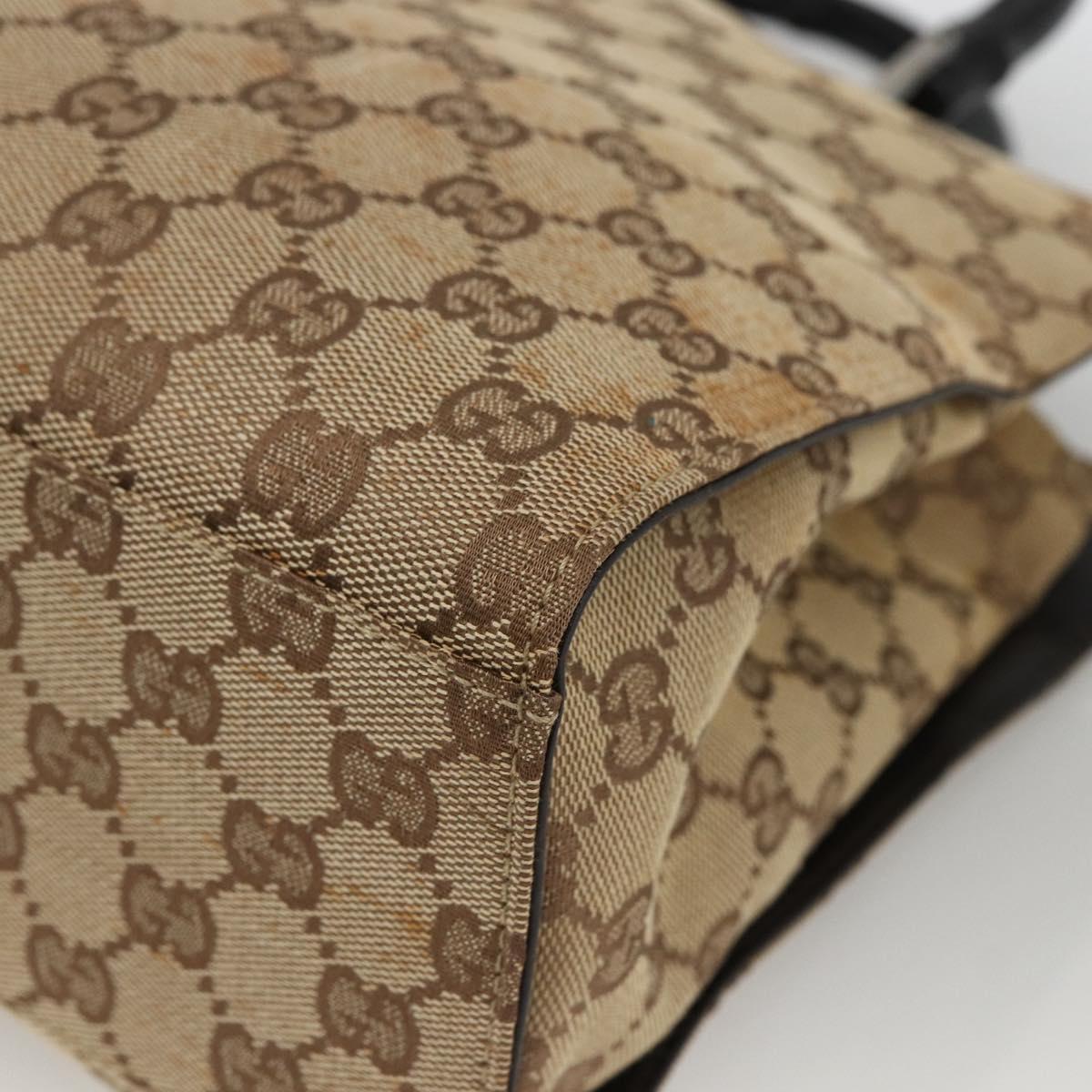GUCCI GG Canvas Bamboo Hand Bag Nylon Beige Silver 002 1016 Auth BSZ113