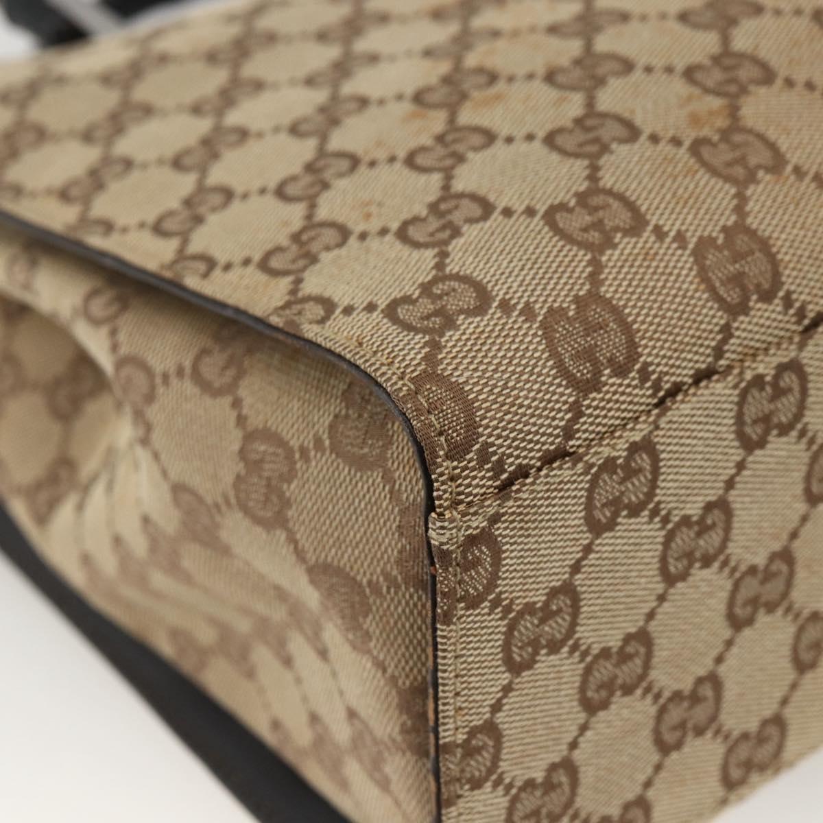 GUCCI GG Canvas Bamboo Hand Bag Nylon Beige Silver 002 1016 Auth BSZ113