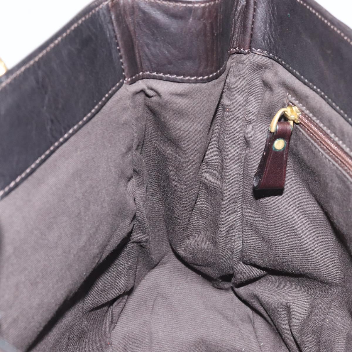 BALLY Hand Bag Leather Brown Gold Auth BSZ117