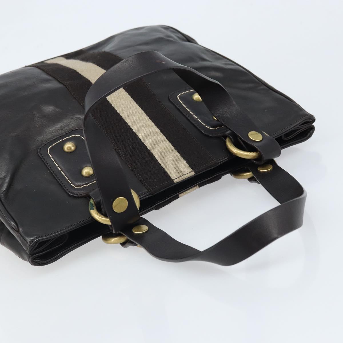 BALLY Hand Bag Leather Brown Gold Auth BSZ117