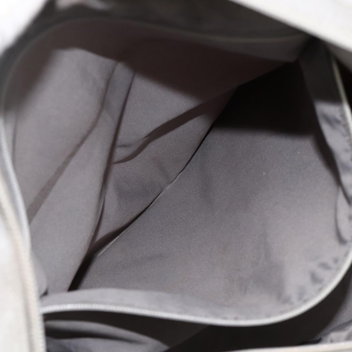 CHANEL Tote Bag Nylon White Silver CC Auth BSZ118