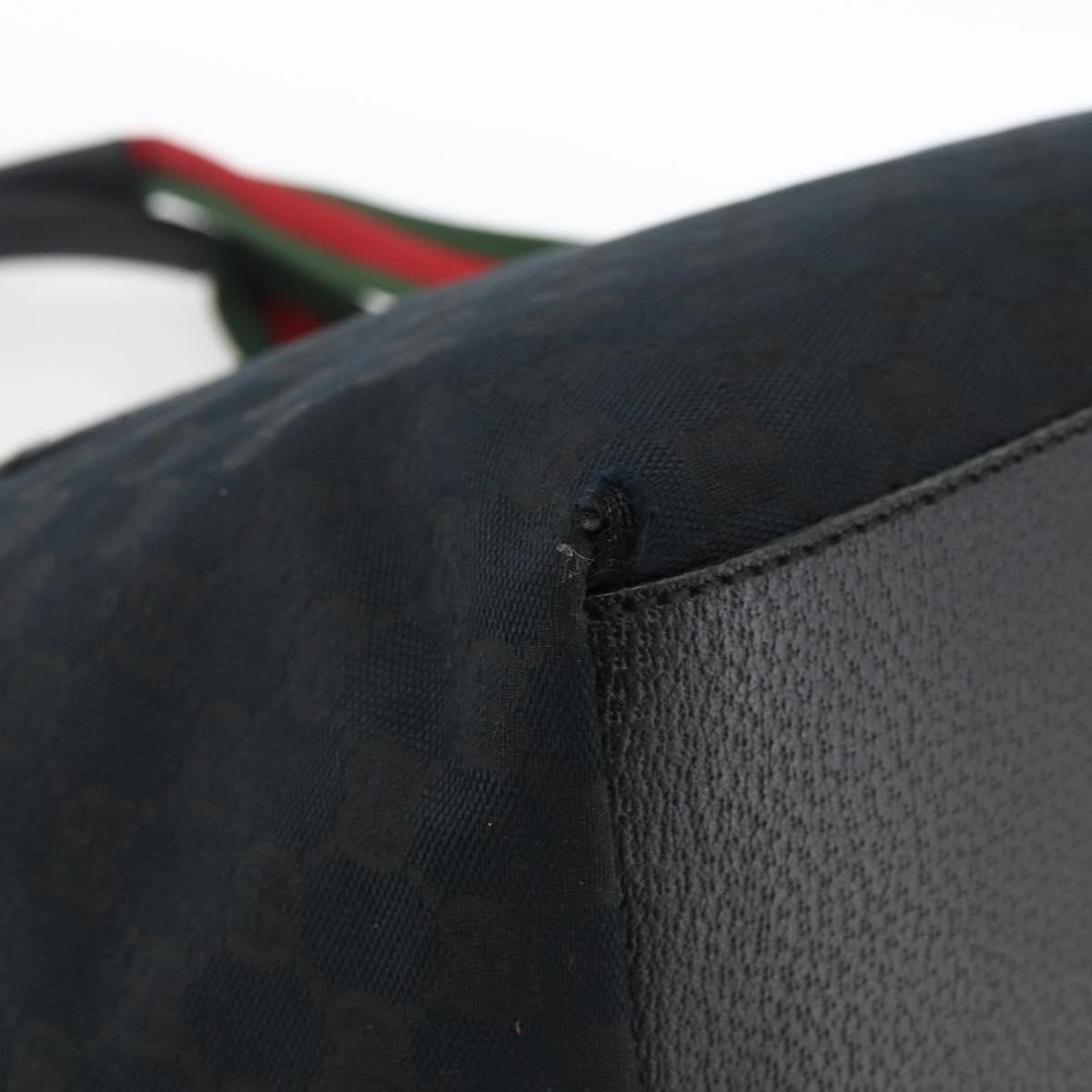 GUCCI GG Canvas Sherry Line Hand Bag Black 131230 Auth BSZ133