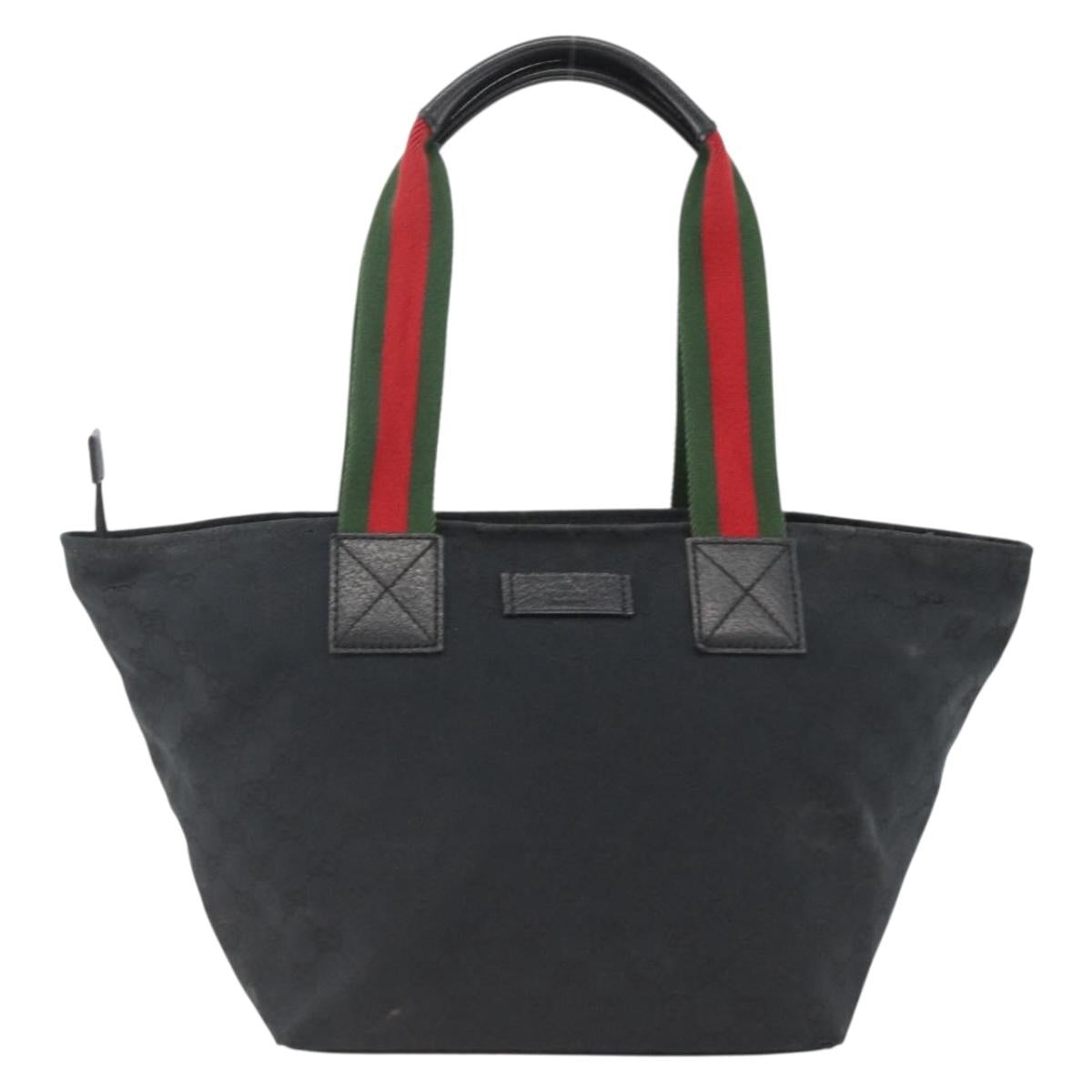 GUCCI GG Canvas Sherry Line Hand Bag Black 131230 Auth BSZ133