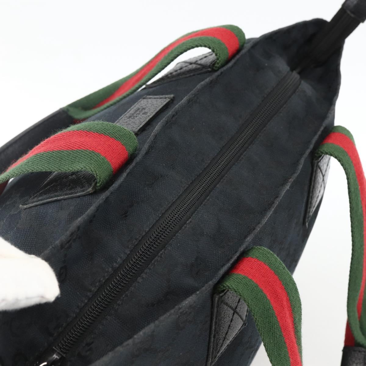 GUCCI GG Canvas Sherry Line Hand Bag Black 131230 Auth BSZ133