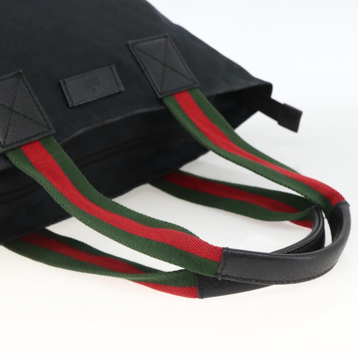 GUCCI GG Canvas Sherry Line Hand Bag Black 131230 Auth BSZ133