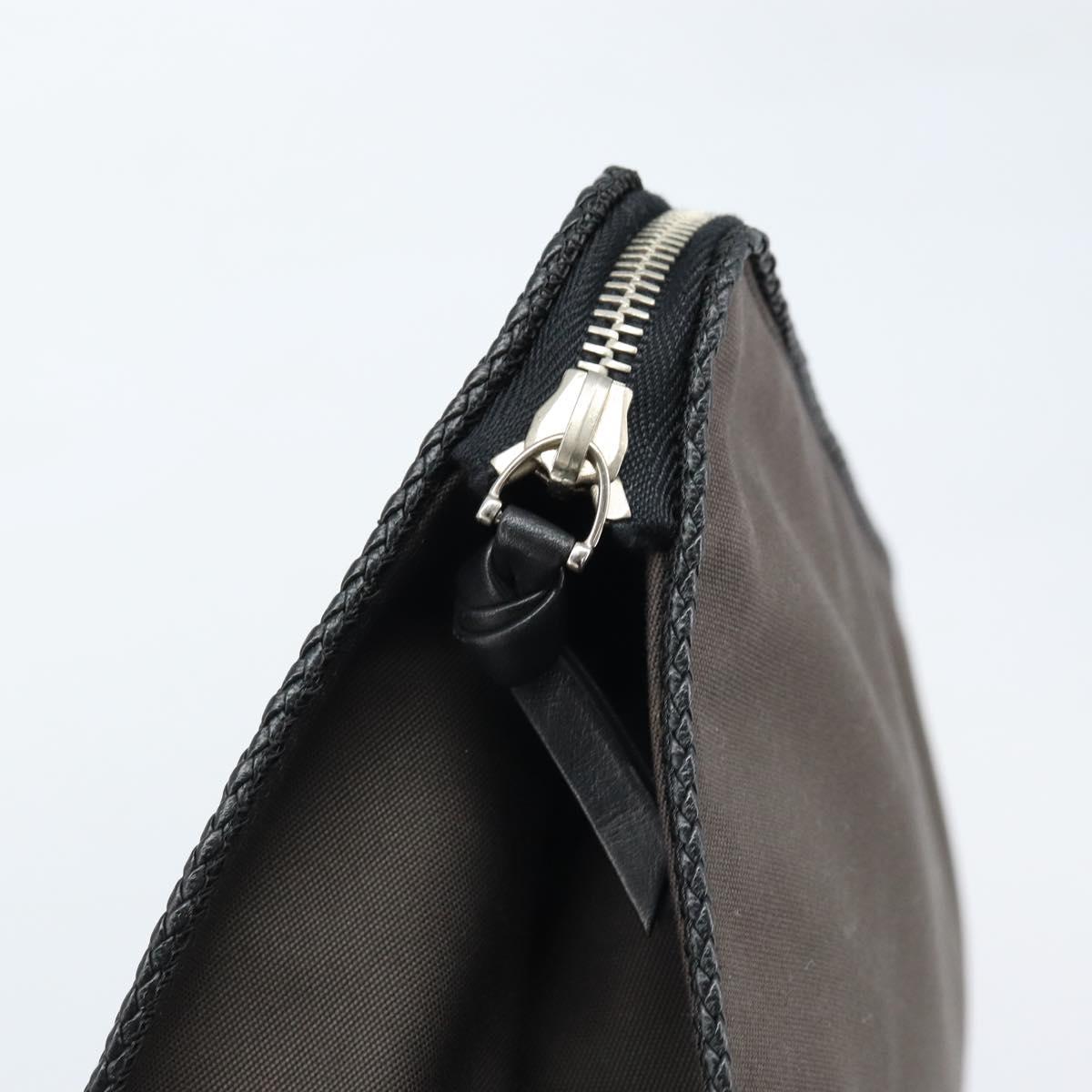 BOTTEGA VENETA Clutch Bag Canvas Brown Silver Auth BSZ138