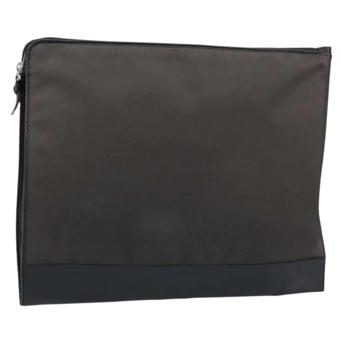 BOTTEGA VENETA Clutch Bag Canvas Brown Silver Auth BSZ138