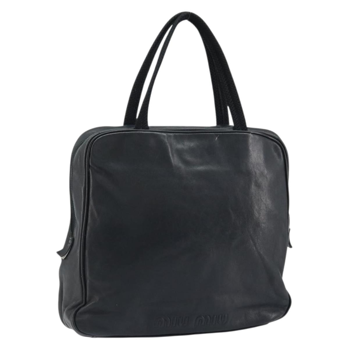 Miu Miu Hand Bag Leather Black Silver 93152 Auth BSZ140