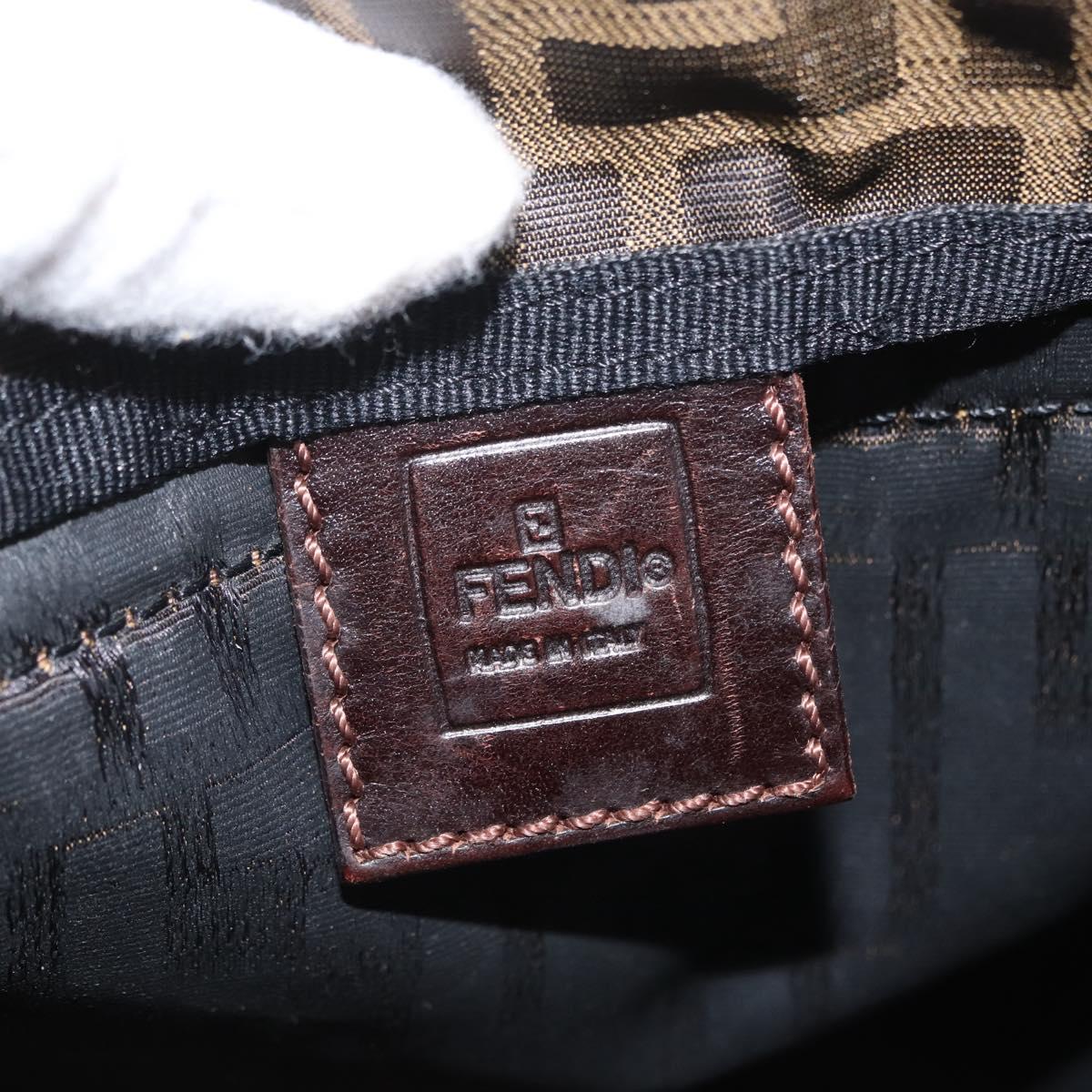 FENDI Zucca Canvas Hand Bag Black Brown Auth BSZ141