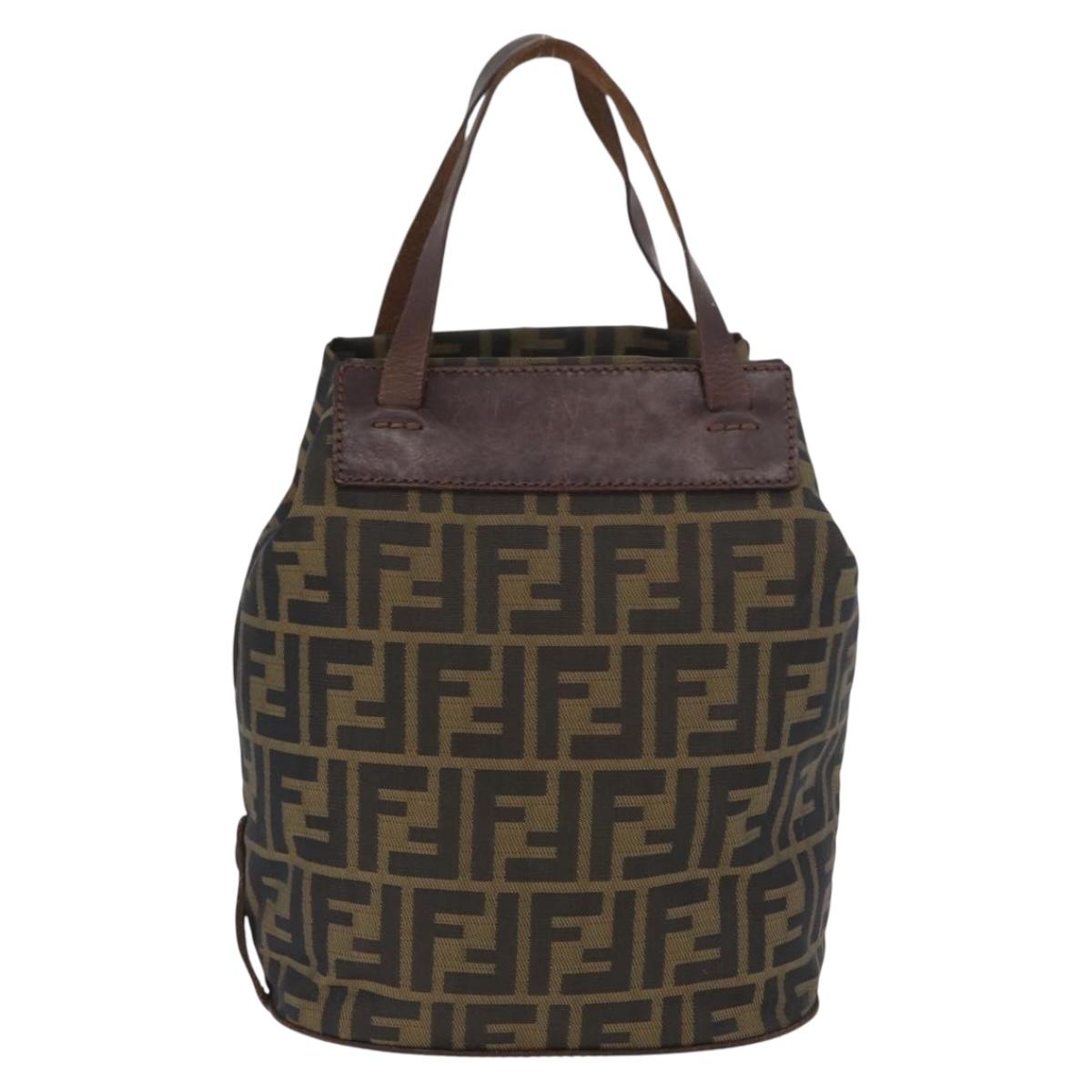 FENDI Zucca Canvas Hand Bag Black Brown Auth BSZ141