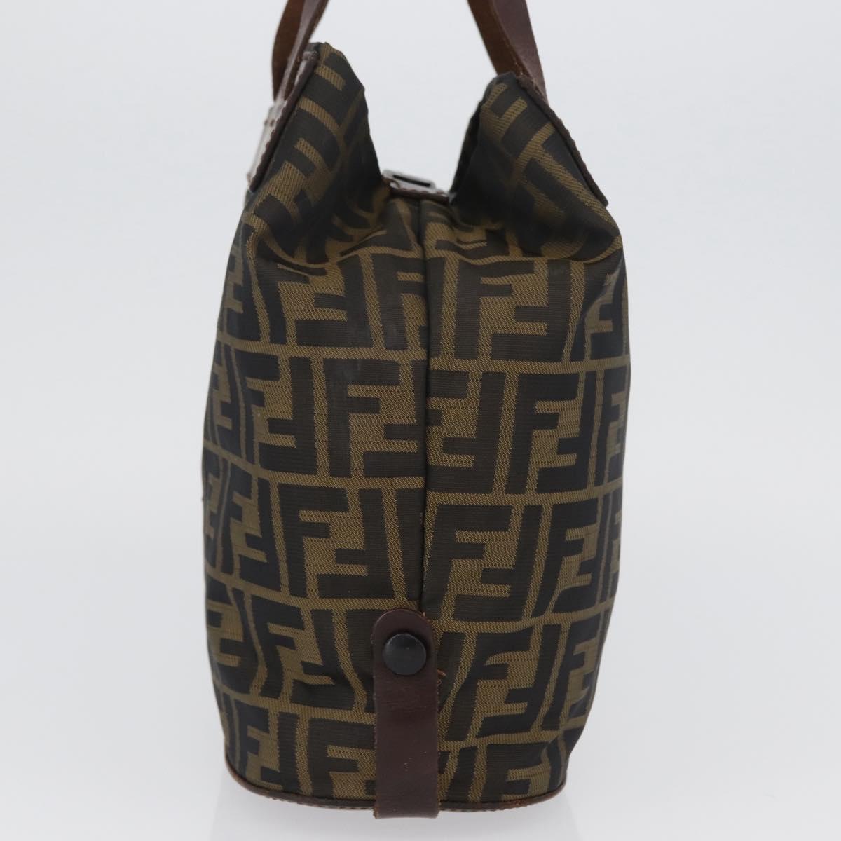 FENDI Zucca Canvas Hand Bag Black Brown Auth BSZ141