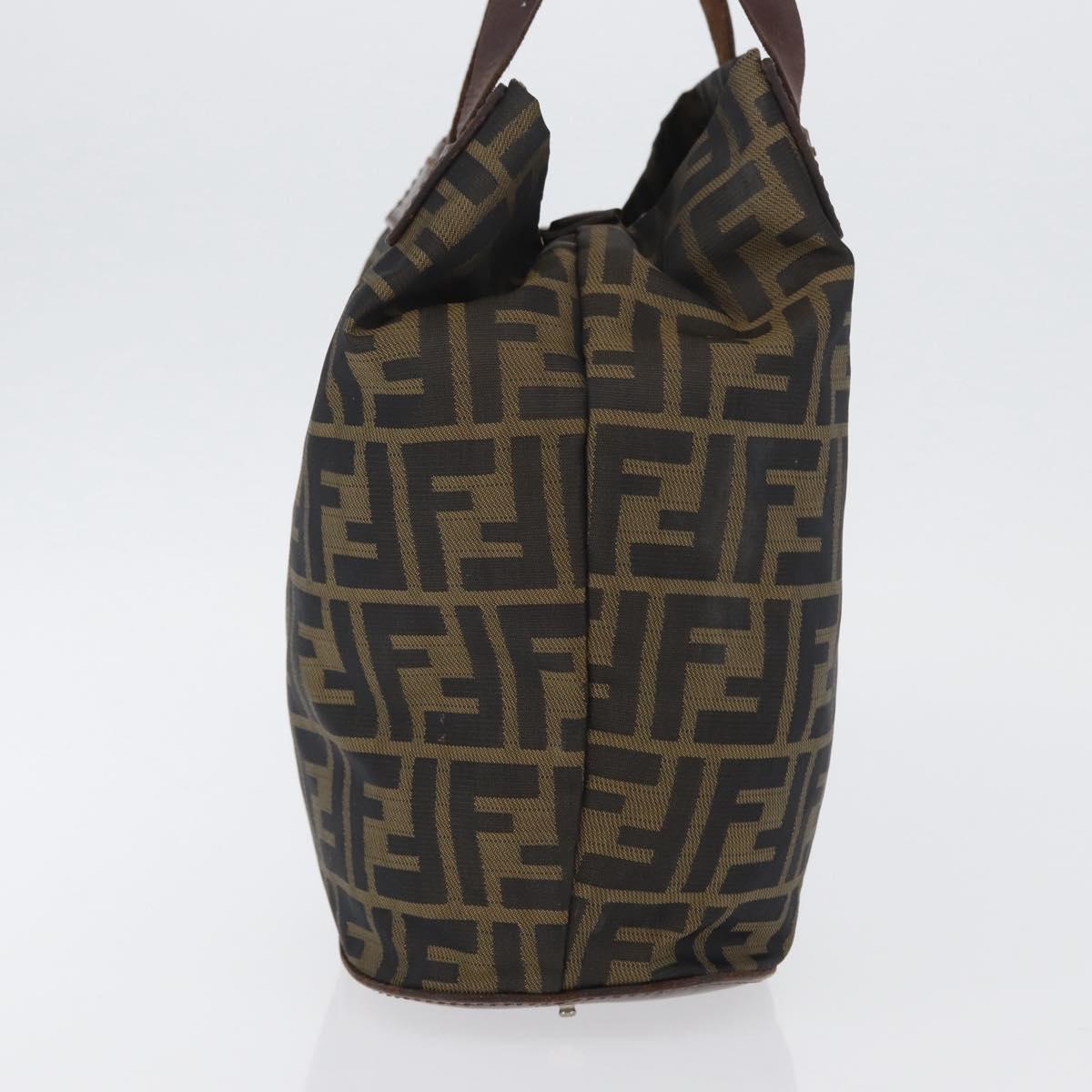 FENDI Zucca Canvas Hand Bag Black Brown Auth BSZ141