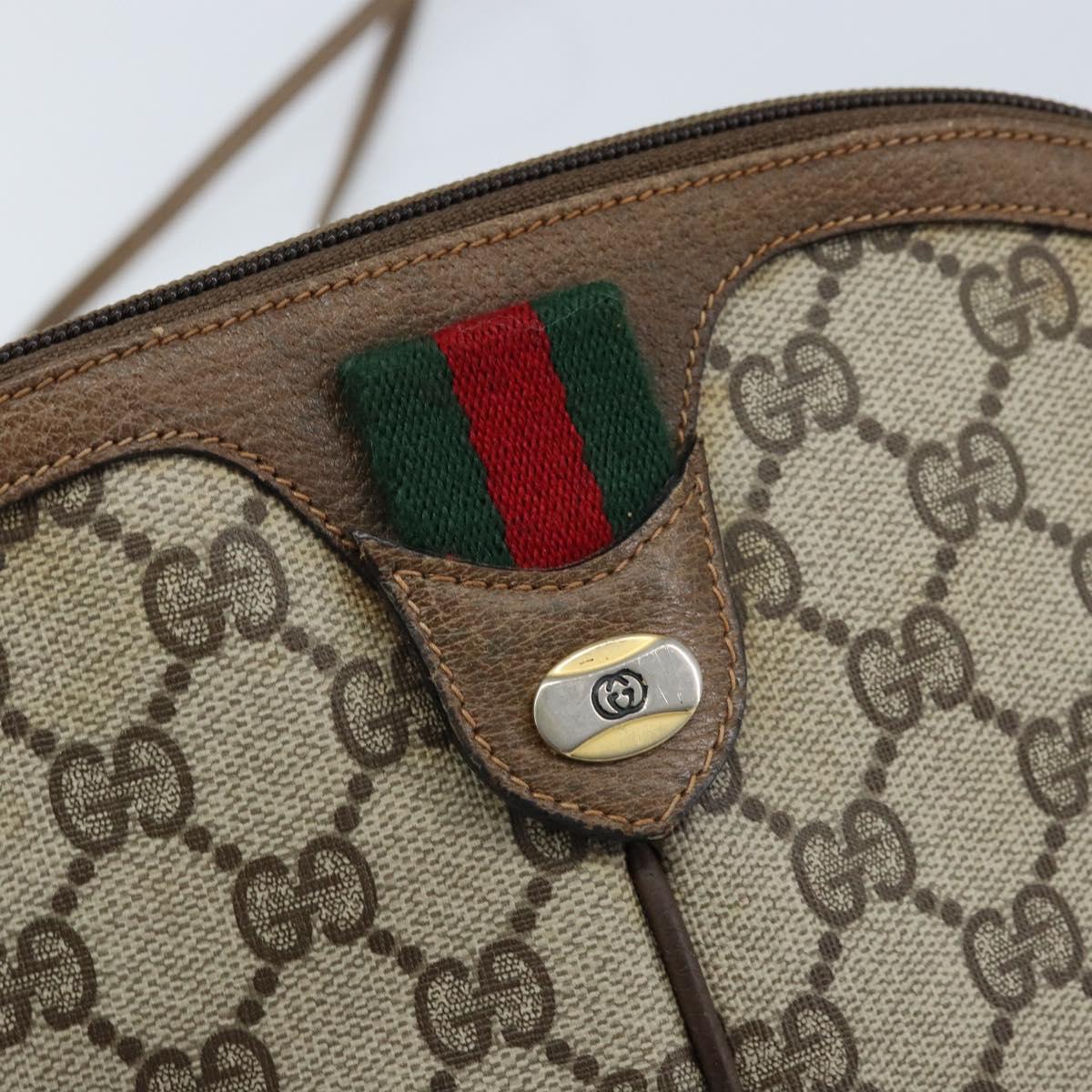 GUCCI GG Supreme Web Sherry Line Bag PVC Beige Gold 904 02 047 Auth BSZ142