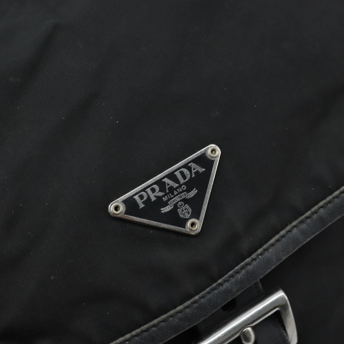 PRADA Shoulder Bag Nylon Black Silver Auth BSZ143