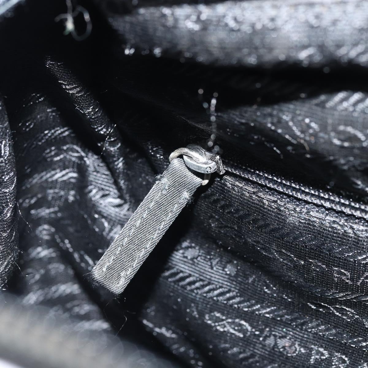 PRADA Shoulder Bag Nylon Black Silver Auth BSZ143