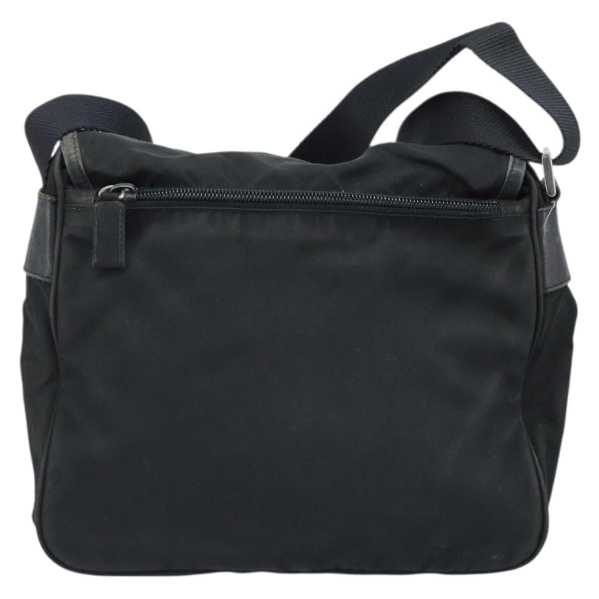 PRADA Shoulder Bag Nylon Black Silver Auth BSZ143