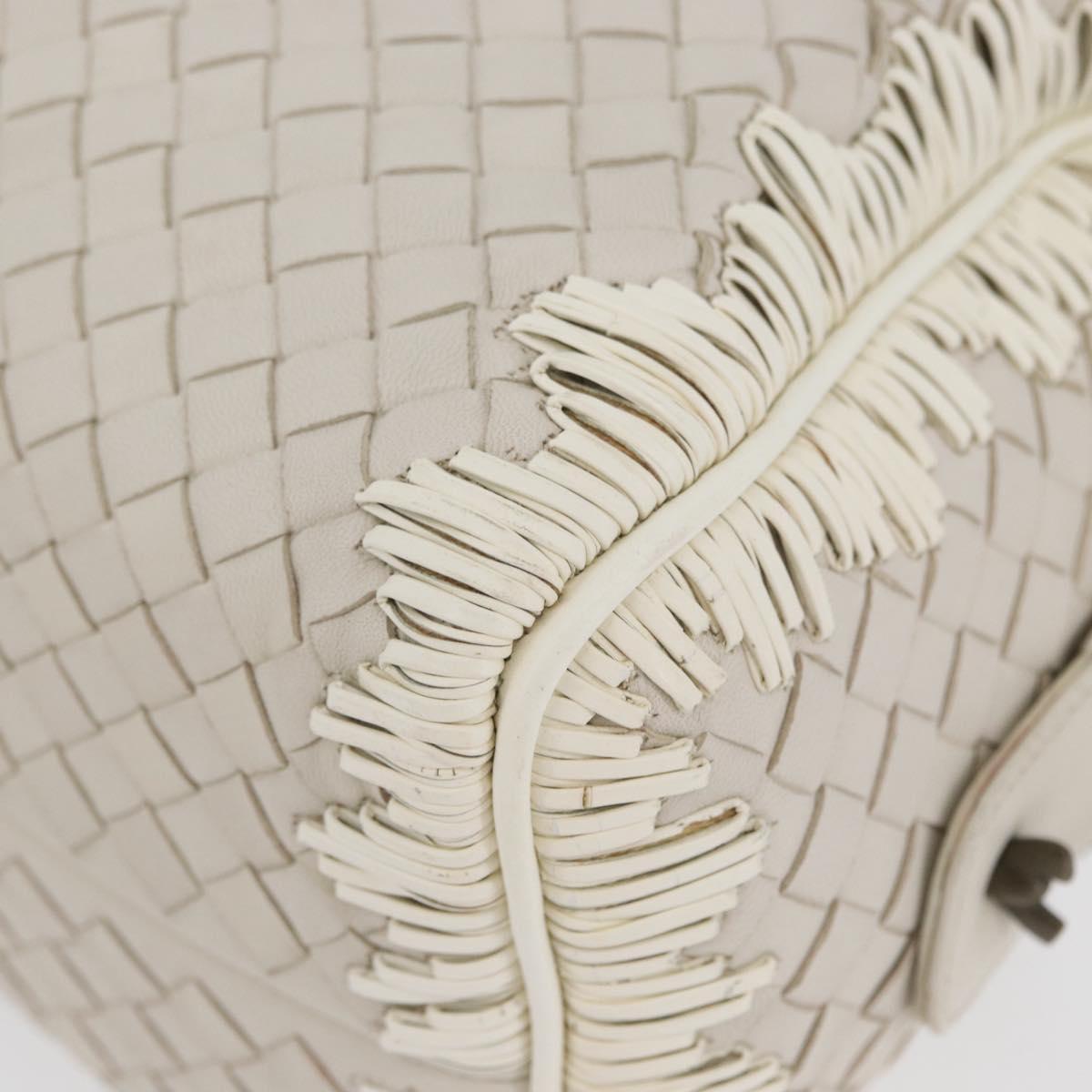 BOTTEGA VENETA INTRECCIATO Hand Bag Leather White Gold Auth BSZ148V