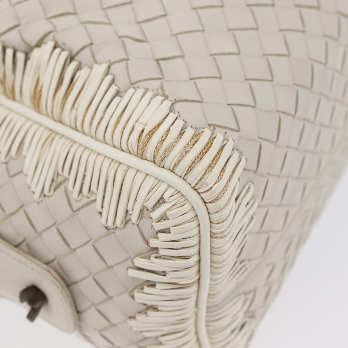 BOTTEGA VENETA INTRECCIATO Hand Bag Leather White Gold Auth BSZ148V