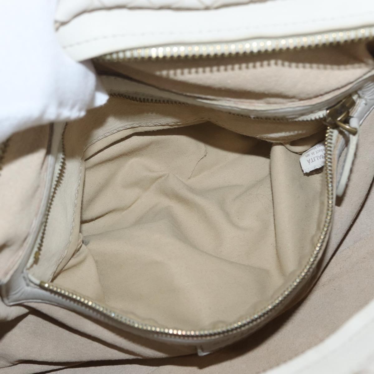 BOTTEGA VENETA INTRECCIATO Hand Bag Leather White Gold Auth BSZ148V