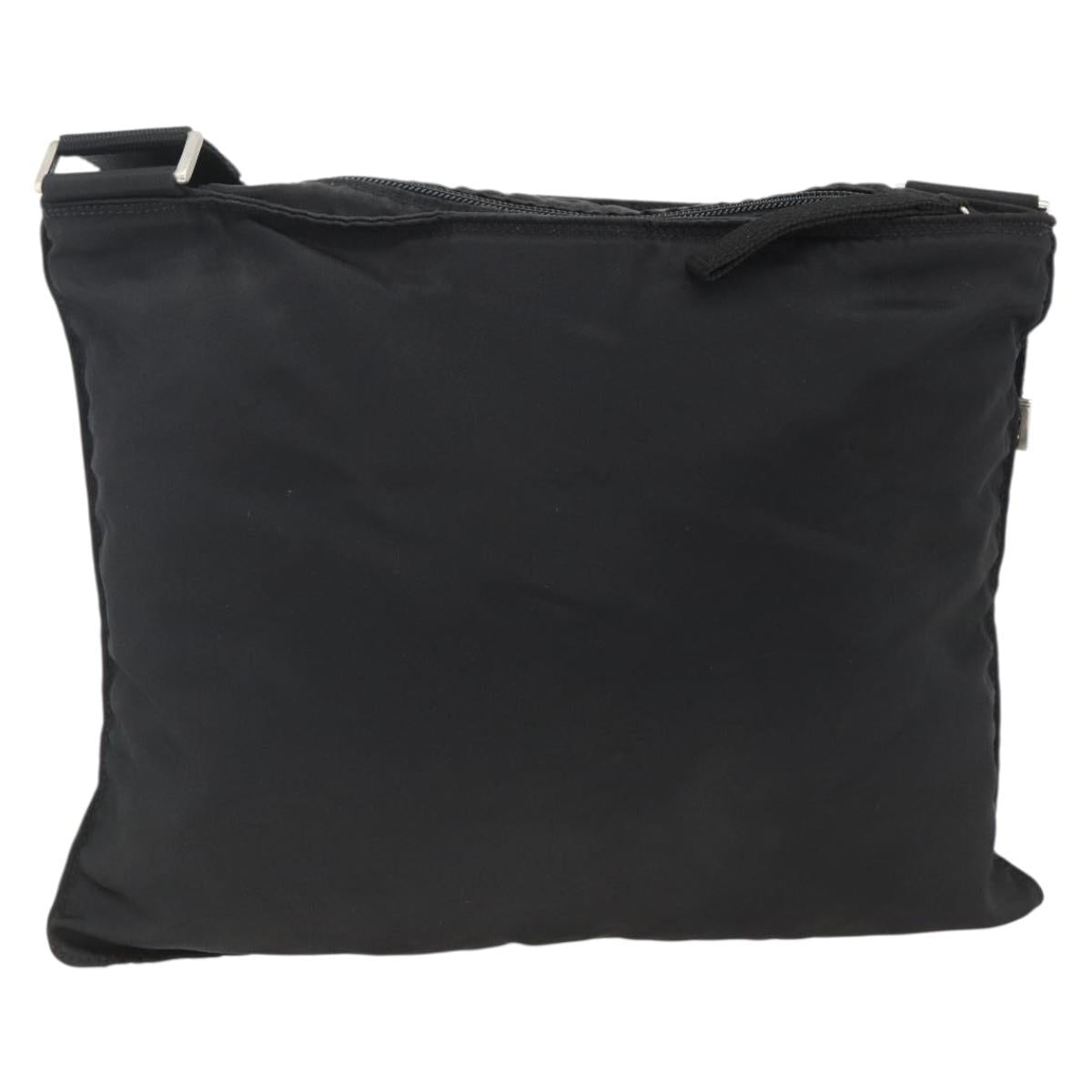 PRADA Shoulder Bag Nylon Black Silver Auth BSZ154