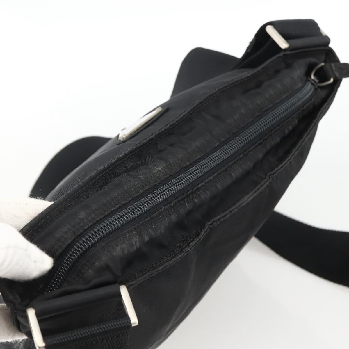 PRADA Shoulder Bag Nylon Black Silver Auth BSZ154