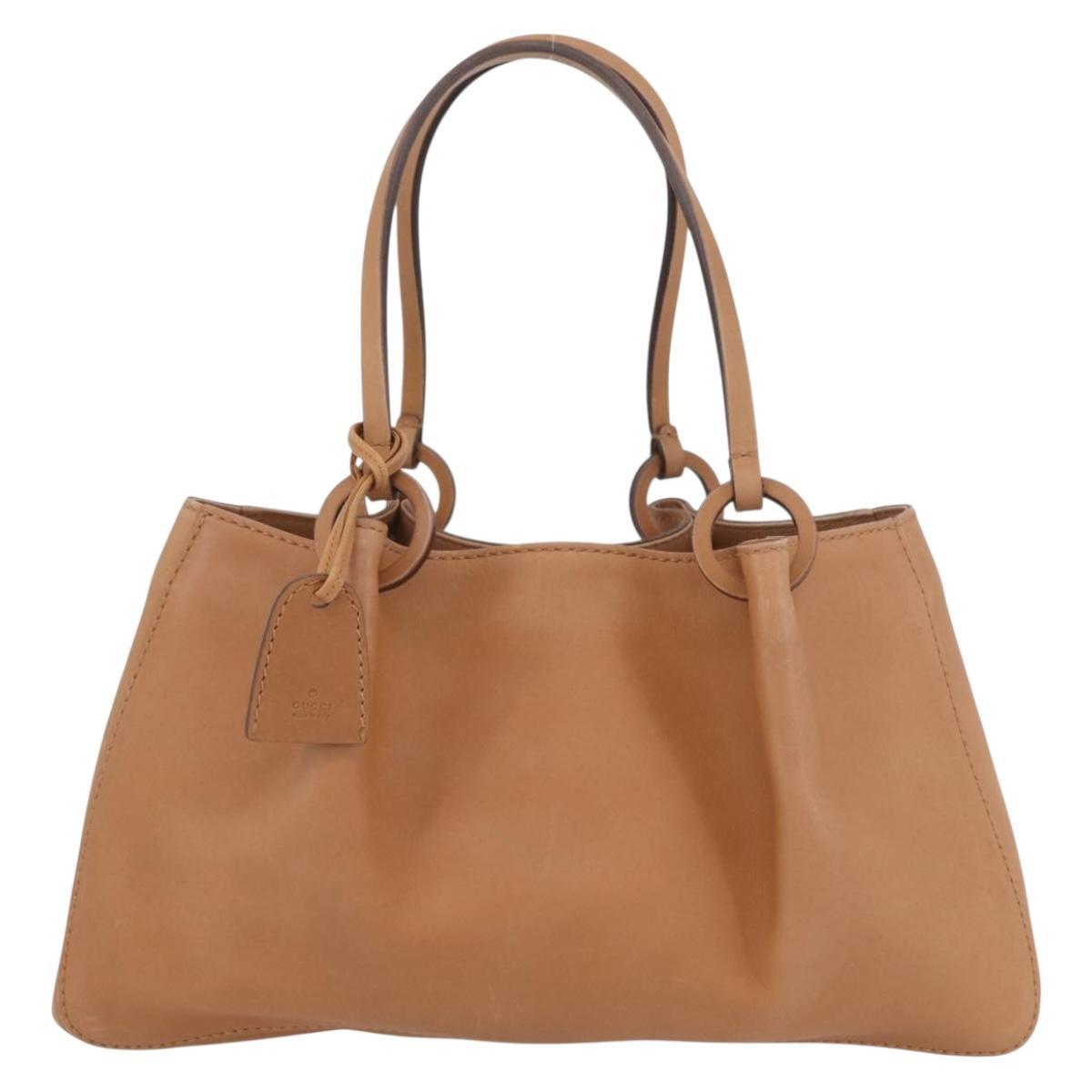 GUCCI Tote Bag Leather Beige 94898 Auth BSZ157