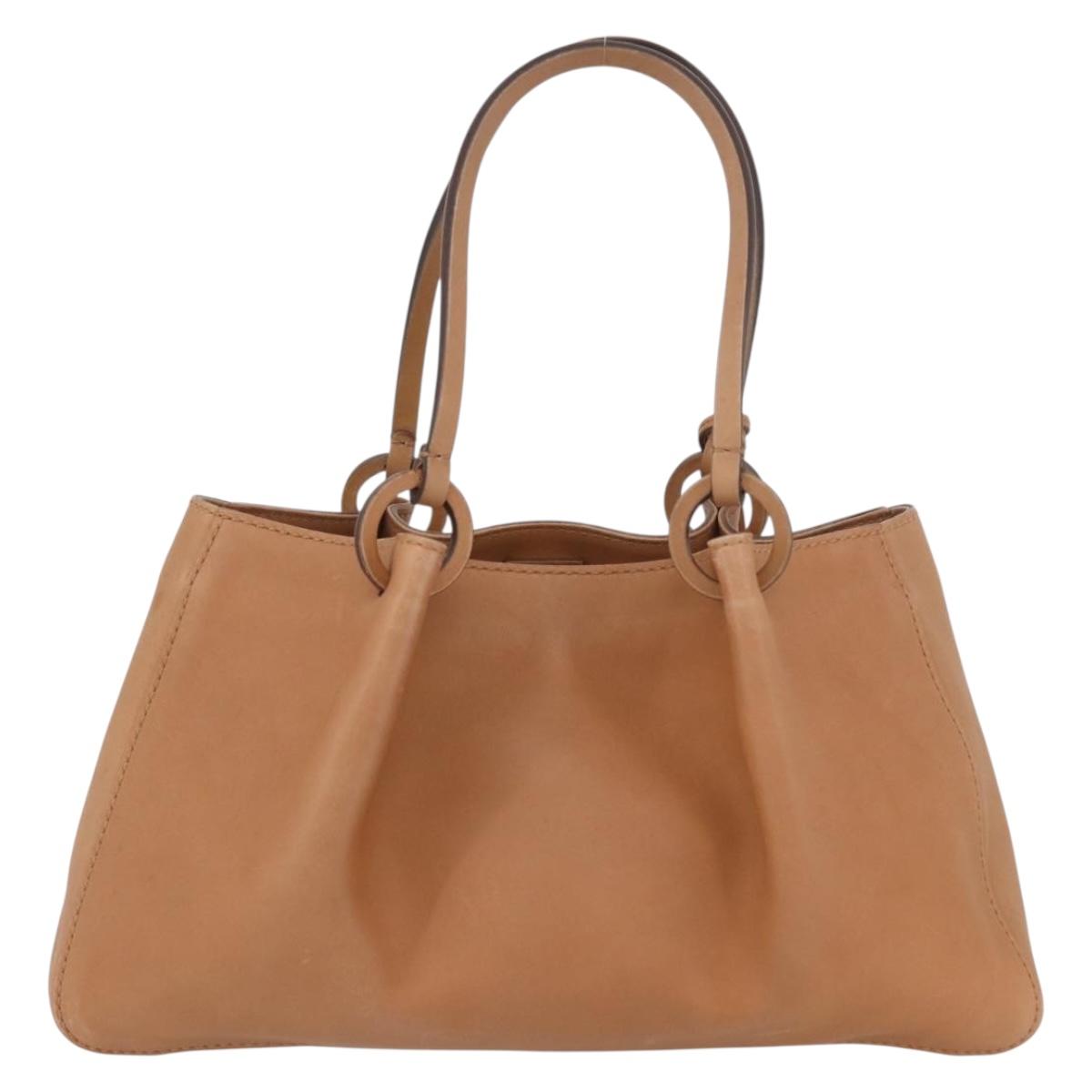 GUCCI Tote Bag Leather Beige 94898 Auth BSZ157