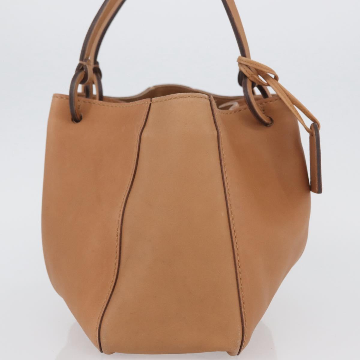 GUCCI Tote Bag Leather Beige 94898 Auth BSZ157