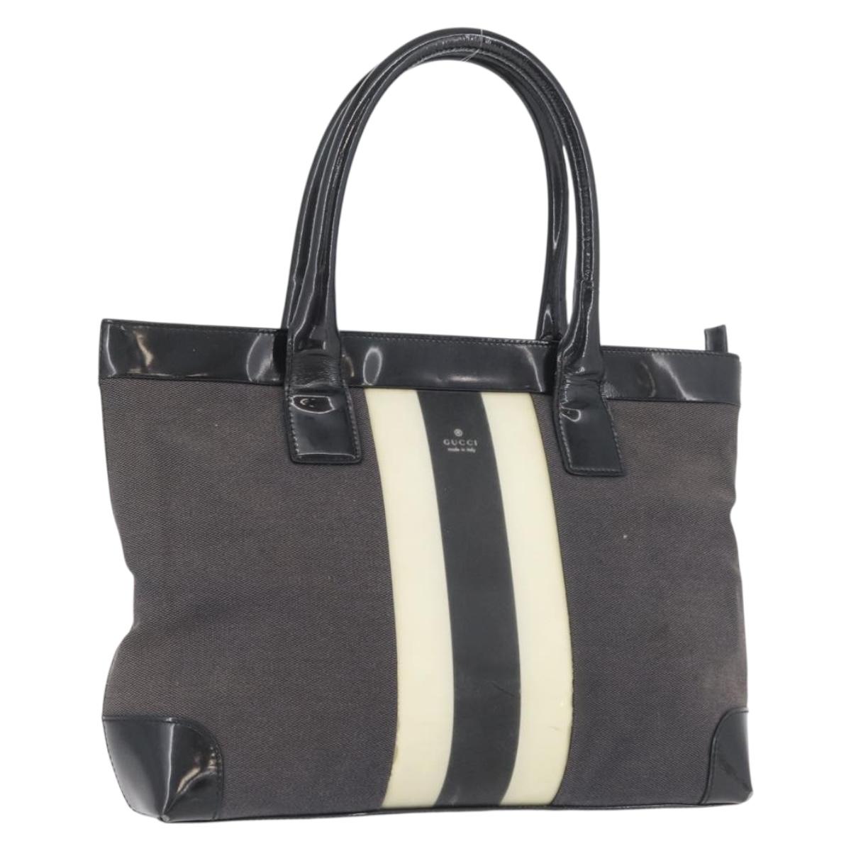 GUCCI Tote Bag Canvas Black Gold 002 1119 Auth BSZ162