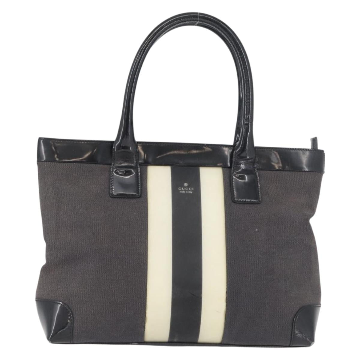 GUCCI Tote Bag Canvas Black Gold 002 1119 Auth BSZ162