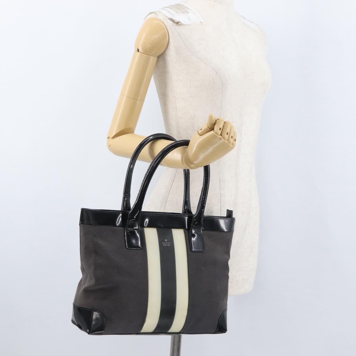 GUCCI Tote Bag Canvas Black Gold 002 1119 Auth BSZ162