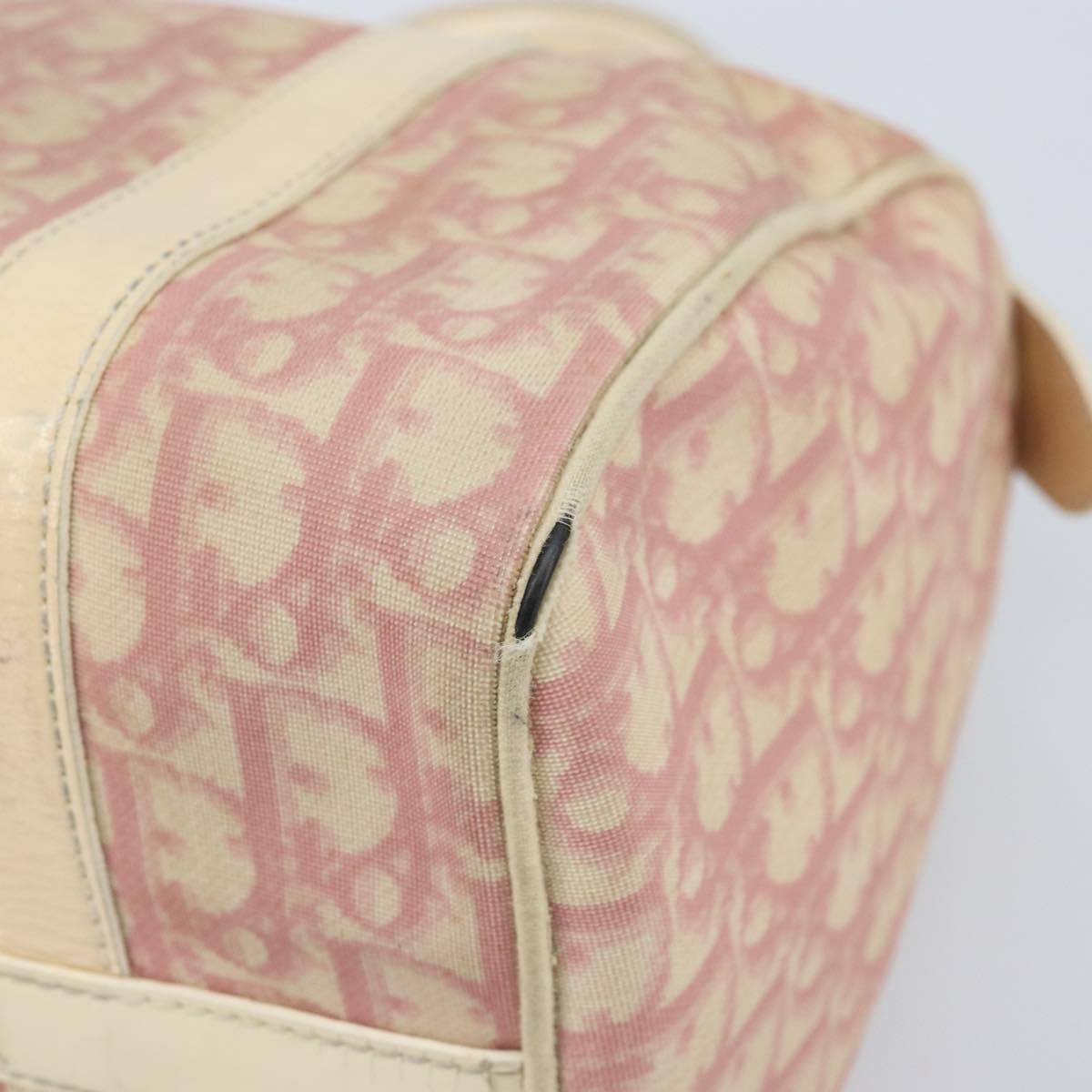 Christian Dior Trotter Canvas Hand Bag PVC Pink Silver Auth BSZ164