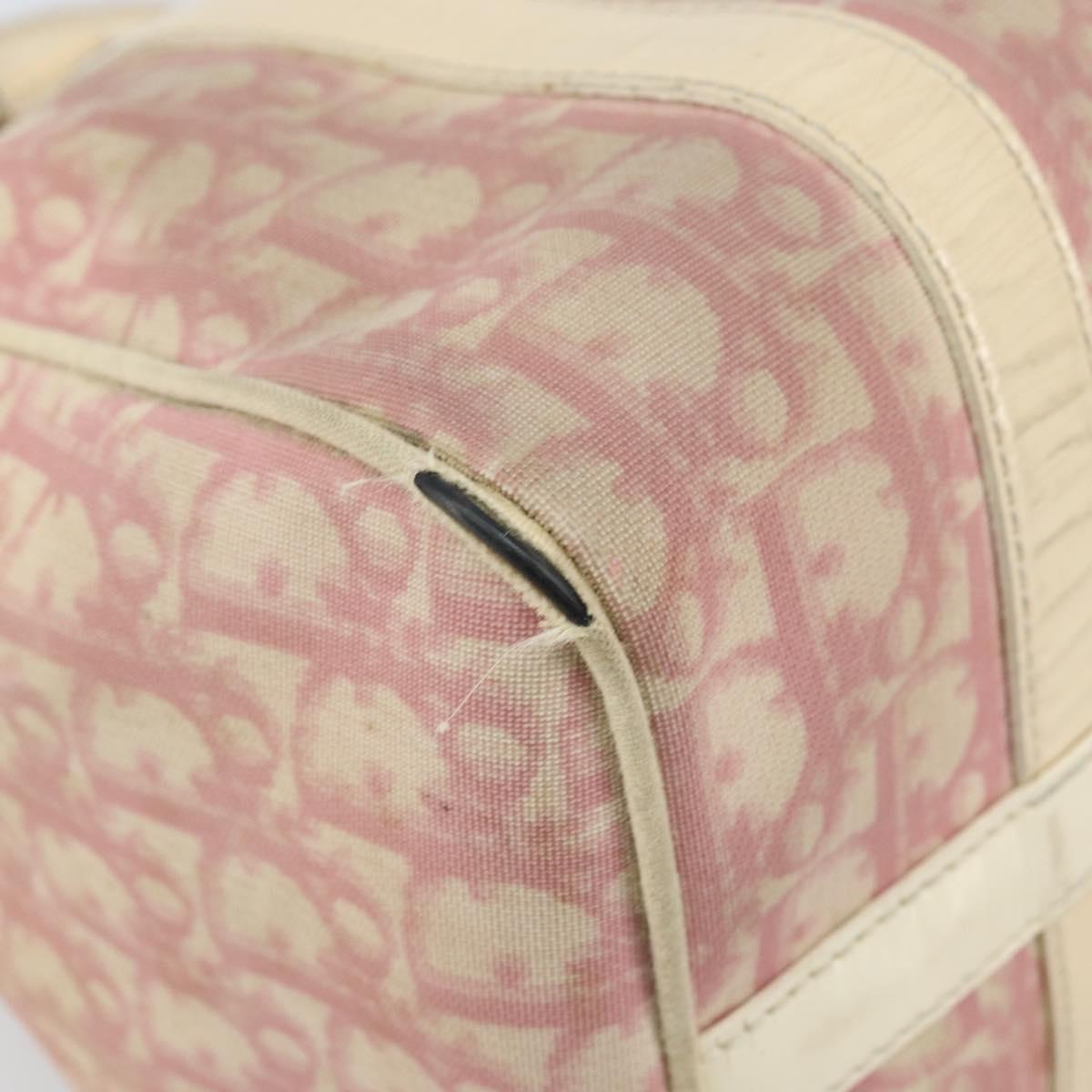Christian Dior Trotter Canvas Hand Bag PVC Pink Silver Auth BSZ164