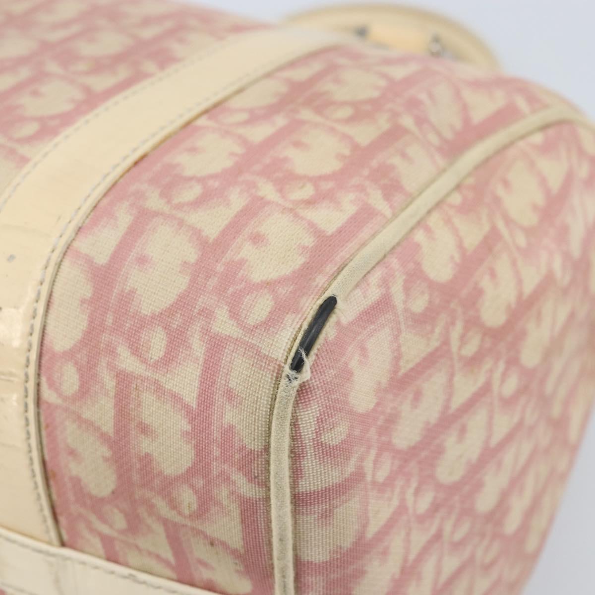 Christian Dior Trotter Canvas Hand Bag PVC Pink Silver Auth BSZ164