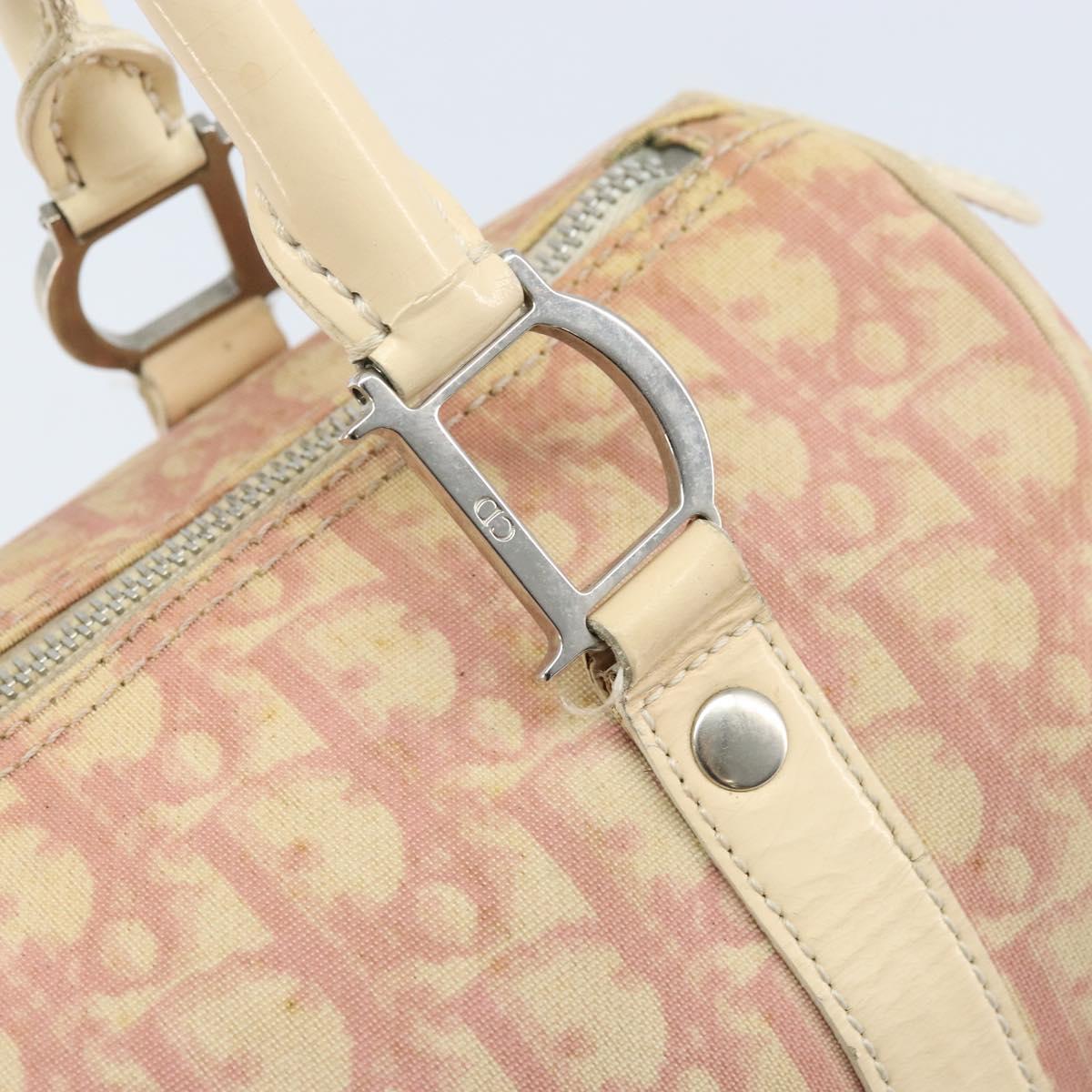 Christian Dior Trotter Canvas Hand Bag PVC Pink Silver Auth BSZ164