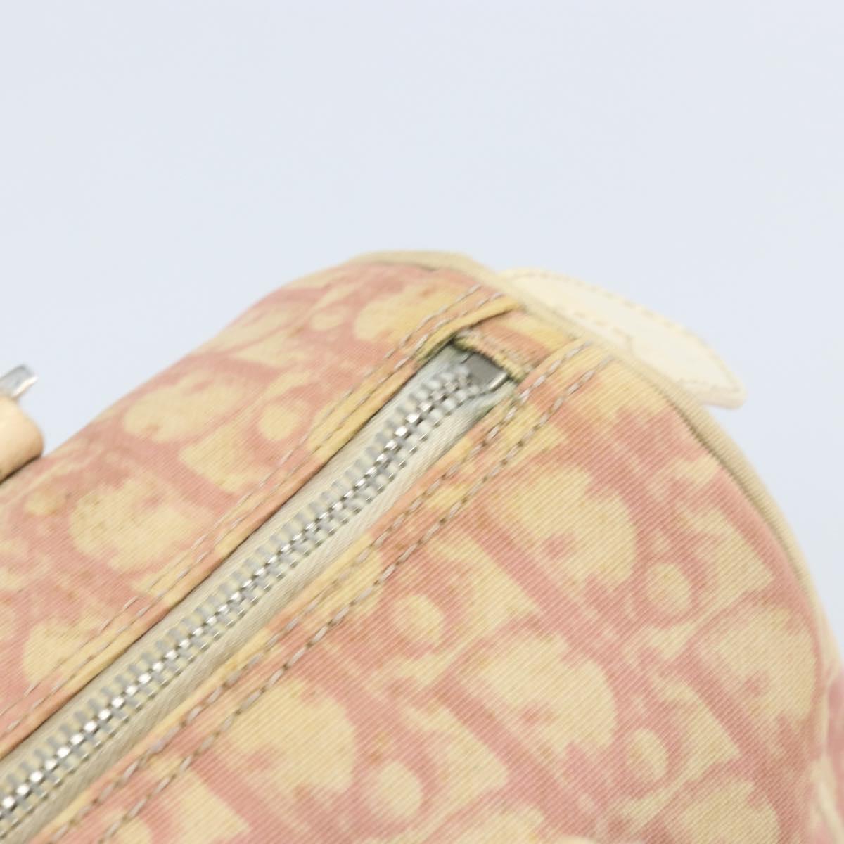 Christian Dior Trotter Canvas Hand Bag PVC Pink Silver Auth BSZ164
